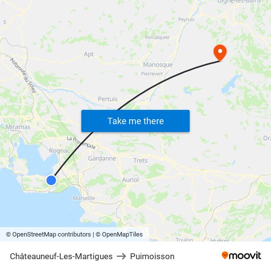 Châteauneuf-Les-Martigues to Puimoisson map