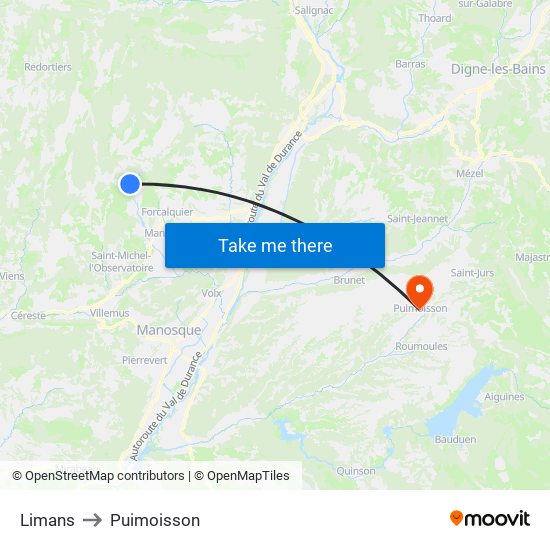 Limans to Puimoisson map