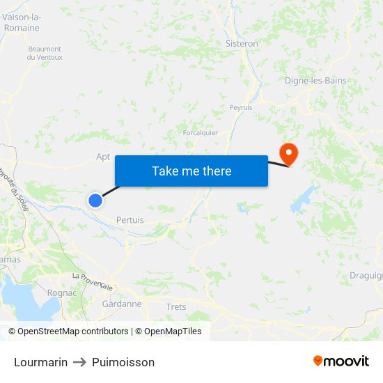Lourmarin to Puimoisson map
