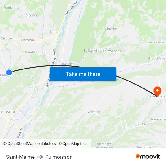 Saint-Maime to Puimoisson map