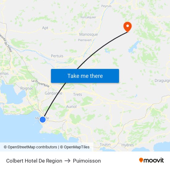 Colbert Hotel De Region to Puimoisson map