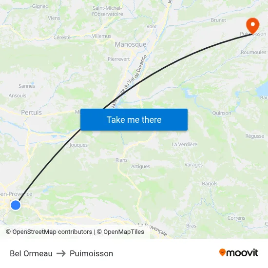 Bel Ormeau to Puimoisson map
