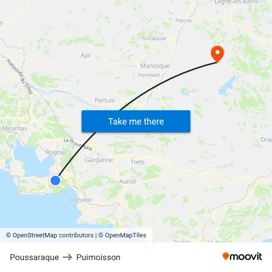 Poussaraque to Puimoisson map