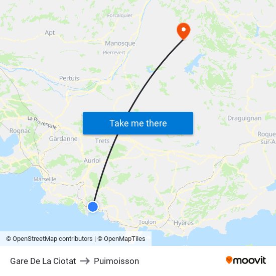 Gare De La Ciotat to Puimoisson map