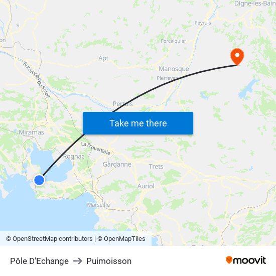 Pôle D'Echange to Puimoisson map