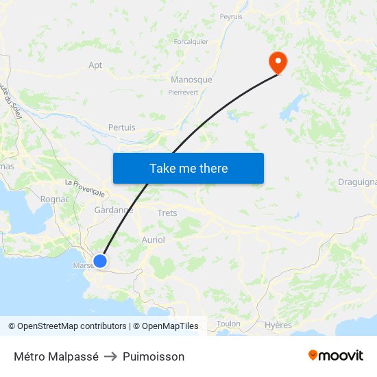 Métro Malpassé to Puimoisson map