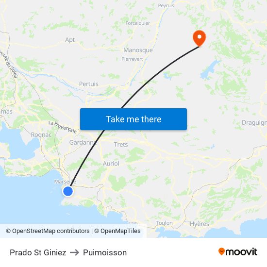 Prado St Giniez to Puimoisson map