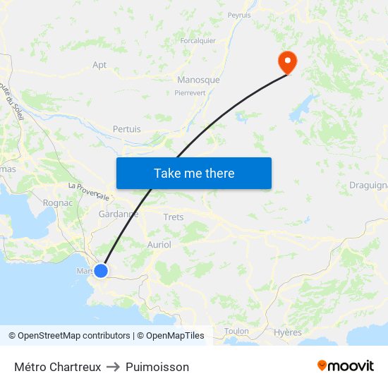 Métro Chartreux to Puimoisson map