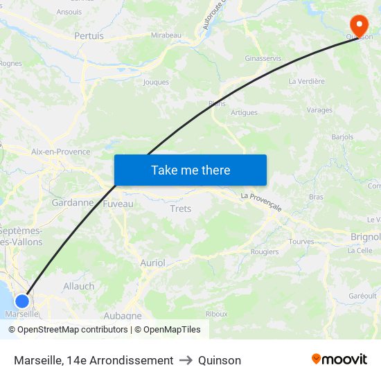 Marseille, 14e Arrondissement to Quinson map