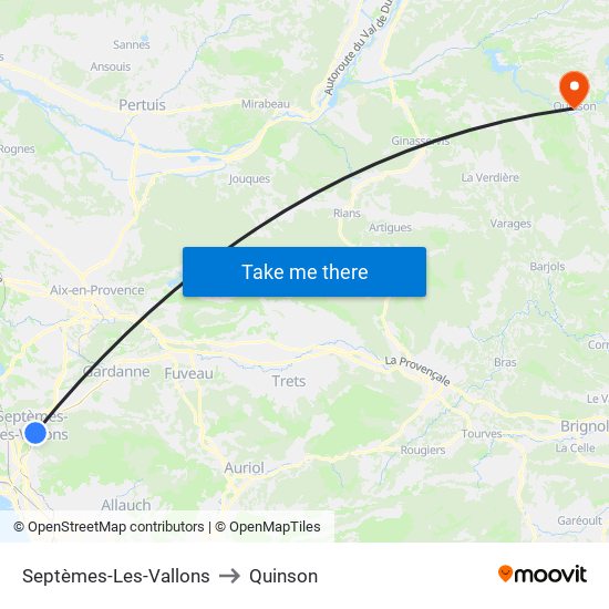 Septèmes-Les-Vallons to Quinson map
