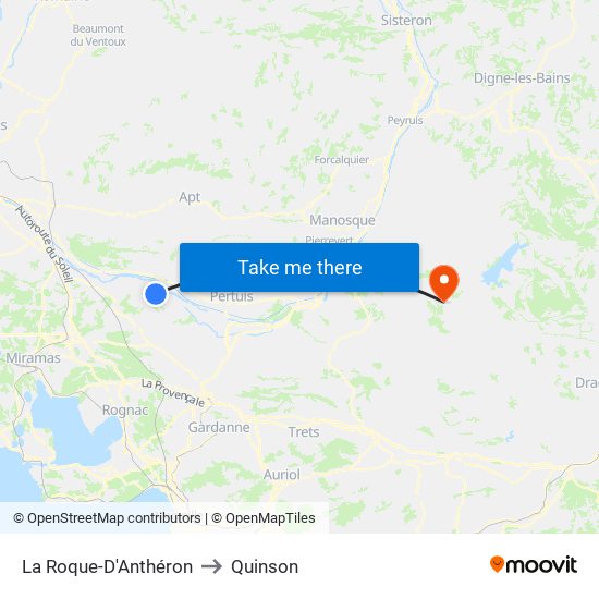 La Roque-D'Anthéron to Quinson map