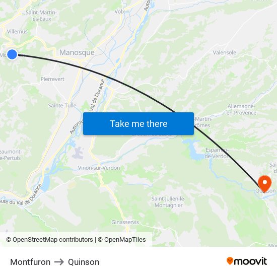 Montfuron to Quinson map