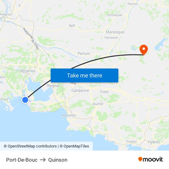 Port-De-Bouc to Quinson map