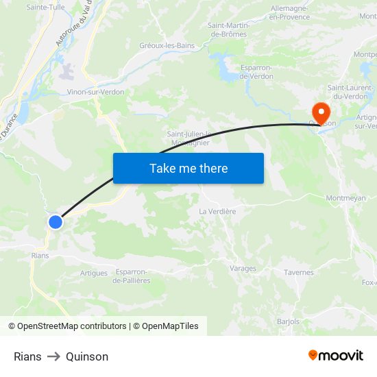 Rians to Quinson map