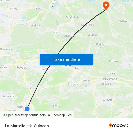 La Martelle to Quinson map