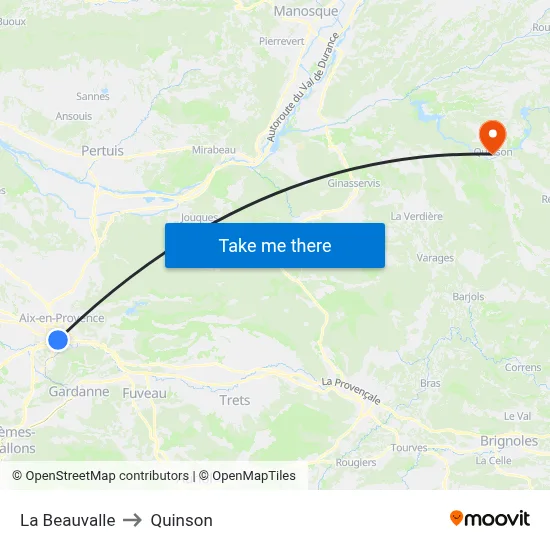 La Beauvalle to Quinson map