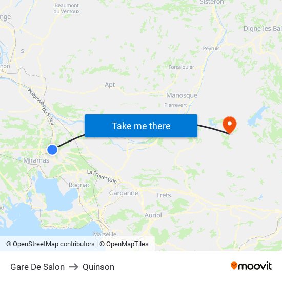 Gare De Salon to Quinson map