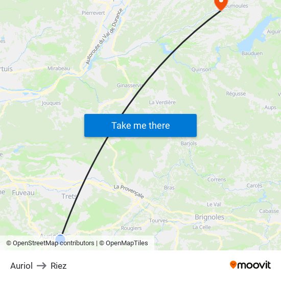 Auriol to Riez map