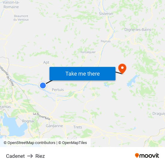 Cadenet to Riez map