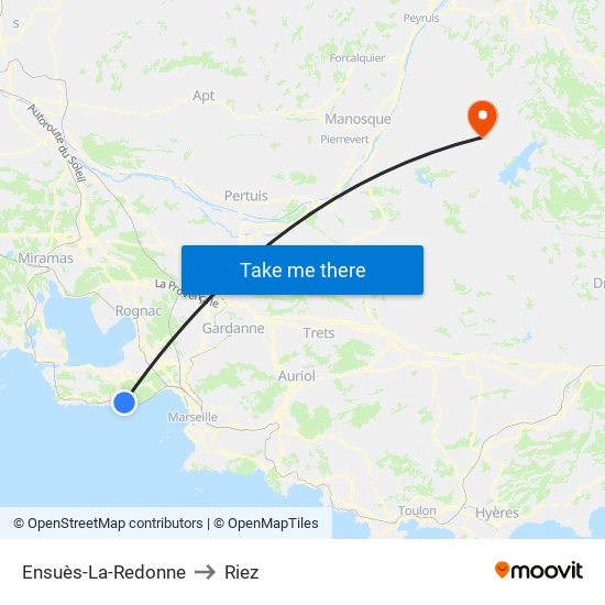 Ensuès-La-Redonne to Riez map