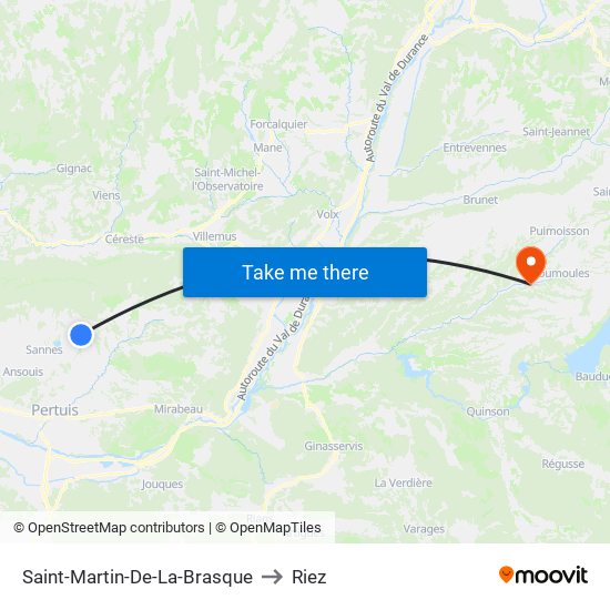 Saint-Martin-De-La-Brasque to Riez map