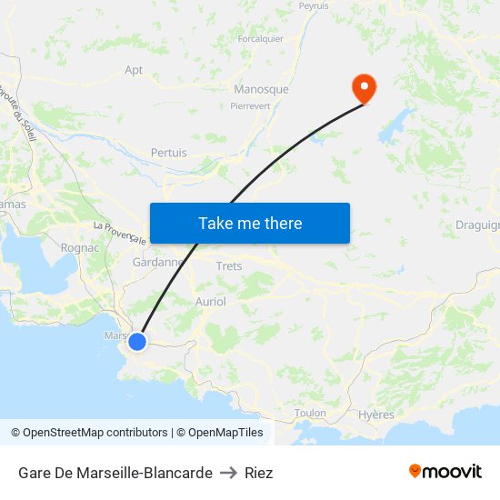 Gare De Marseille-Blancarde to Riez map