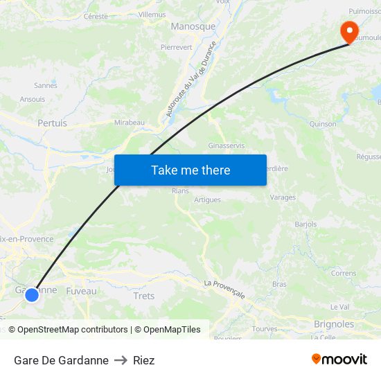 Gare De Gardanne to Riez map