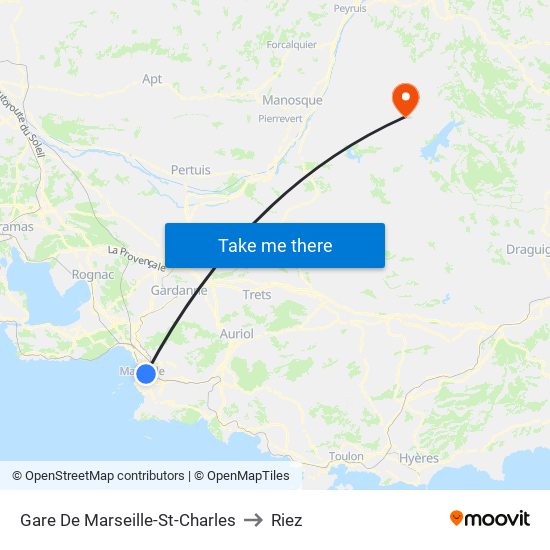 Gare De Marseille-St-Charles to Riez map