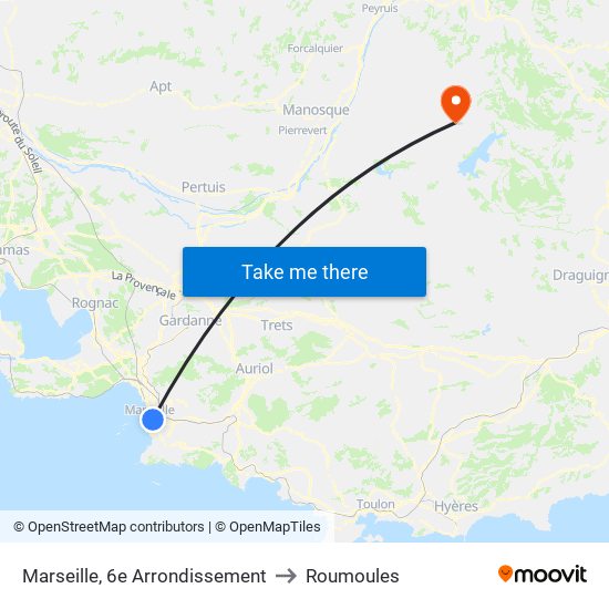 Marseille, 6e Arrondissement to Roumoules map