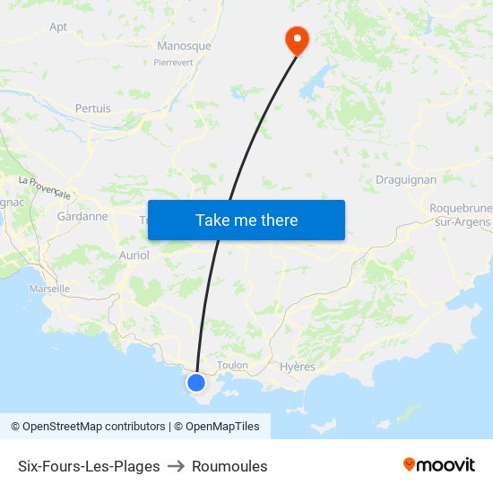 Six-Fours-Les-Plages to Roumoules map