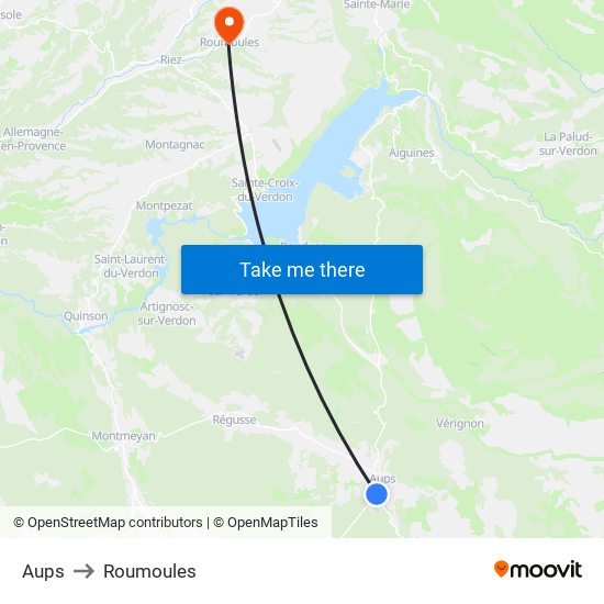 Aups to Roumoules map