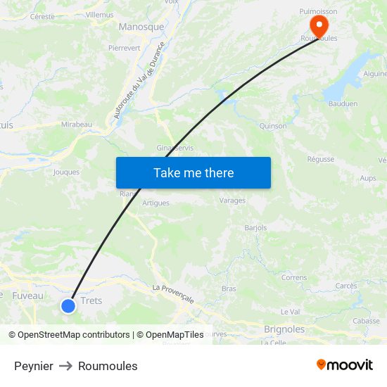 Peynier to Roumoules map