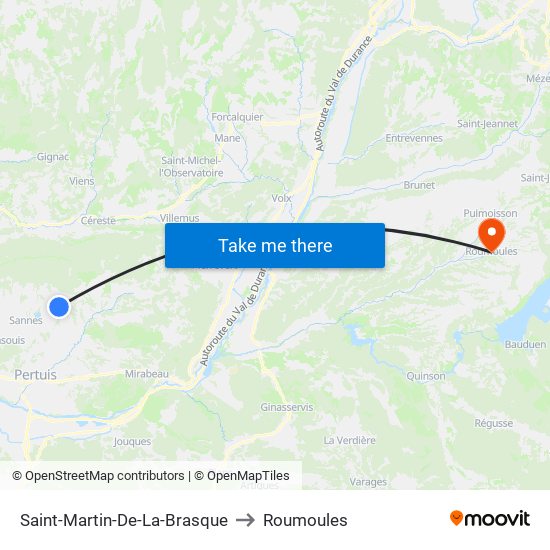 Saint-Martin-De-La-Brasque to Roumoules map