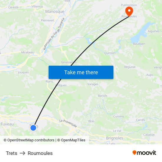 Trets to Roumoules map