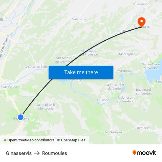 Ginasservis to Roumoules map