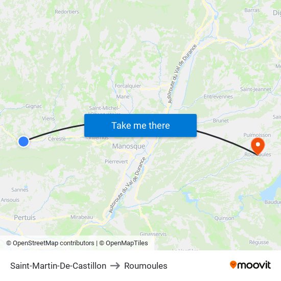 Saint-Martin-De-Castillon to Roumoules map