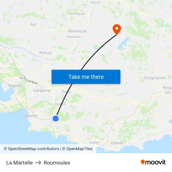 La Martelle to Roumoules map