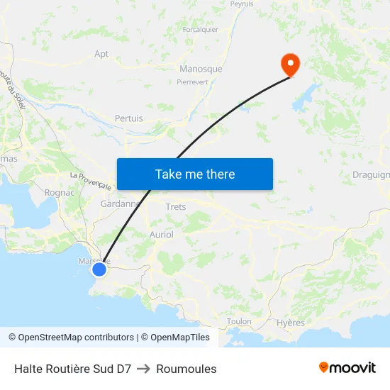 Halte Routière Sud D7 to Roumoules map