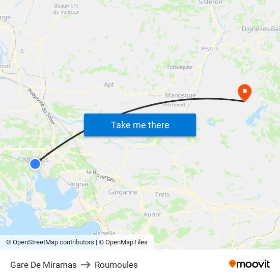 Gare De Miramas to Roumoules map