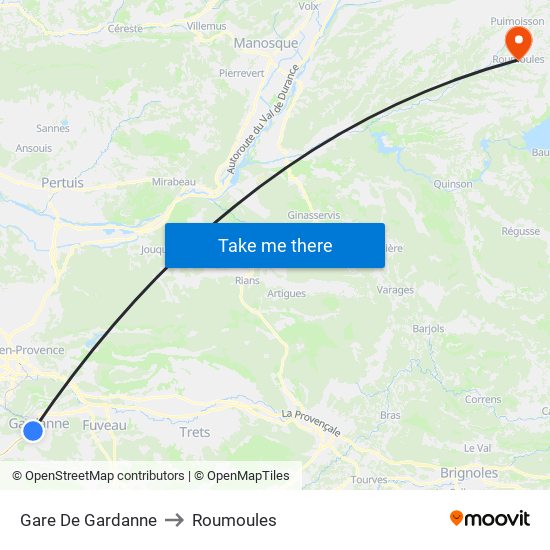 Gare De Gardanne to Roumoules map