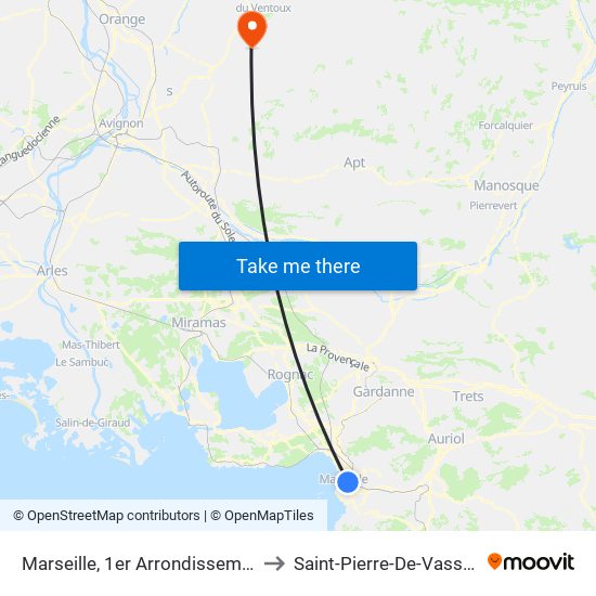 Marseille, 1er Arrondissement to Saint-Pierre-De-Vassols map