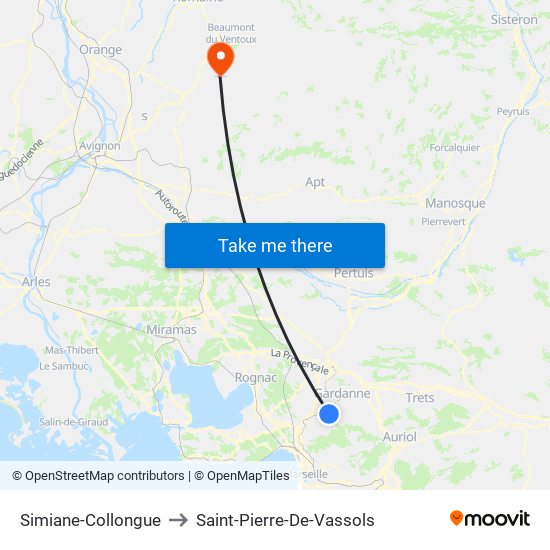 Simiane-Collongue to Saint-Pierre-De-Vassols map