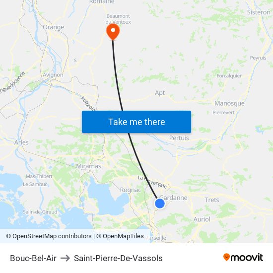 Bouc-Bel-Air to Saint-Pierre-De-Vassols map
