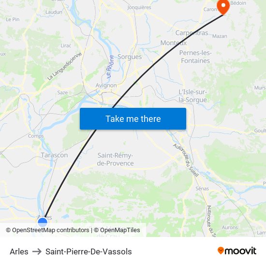 Arles to Saint-Pierre-De-Vassols map