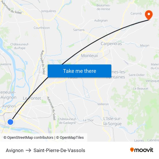 Avignon to Saint-Pierre-De-Vassols map
