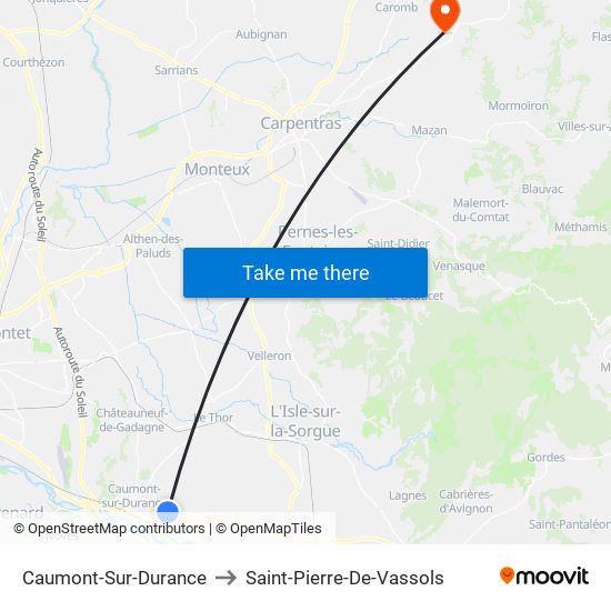 Caumont-Sur-Durance to Saint-Pierre-De-Vassols map