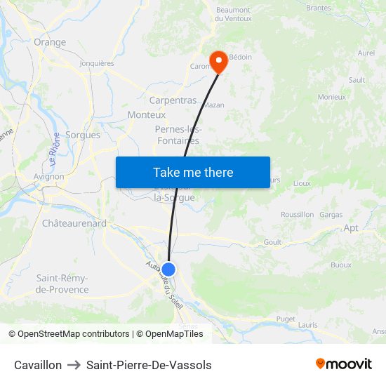 Cavaillon to Saint-Pierre-De-Vassols map