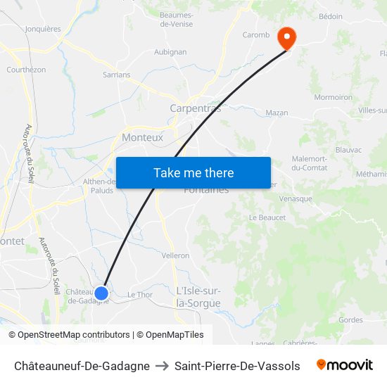 Châteauneuf-De-Gadagne to Saint-Pierre-De-Vassols map