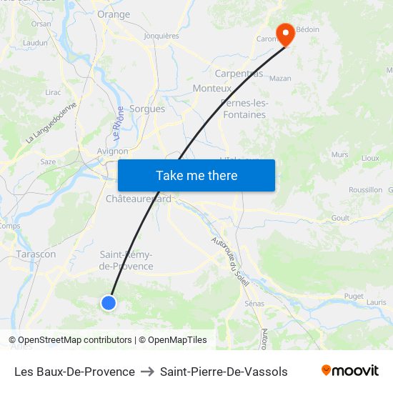Les Baux-De-Provence to Saint-Pierre-De-Vassols map