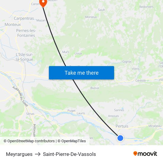 Meyrargues to Saint-Pierre-De-Vassols map